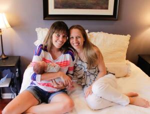 My best friend Jess and I with her newborn Max.