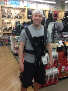 My adorable hubby and baby daddy while registering. He had to get his own carrier. :) <3