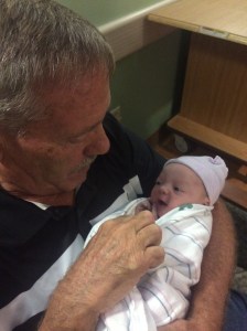 Pop pop and his granddaughter...I'm pretty sure she is thanking him for all the crumb cake he gave me.